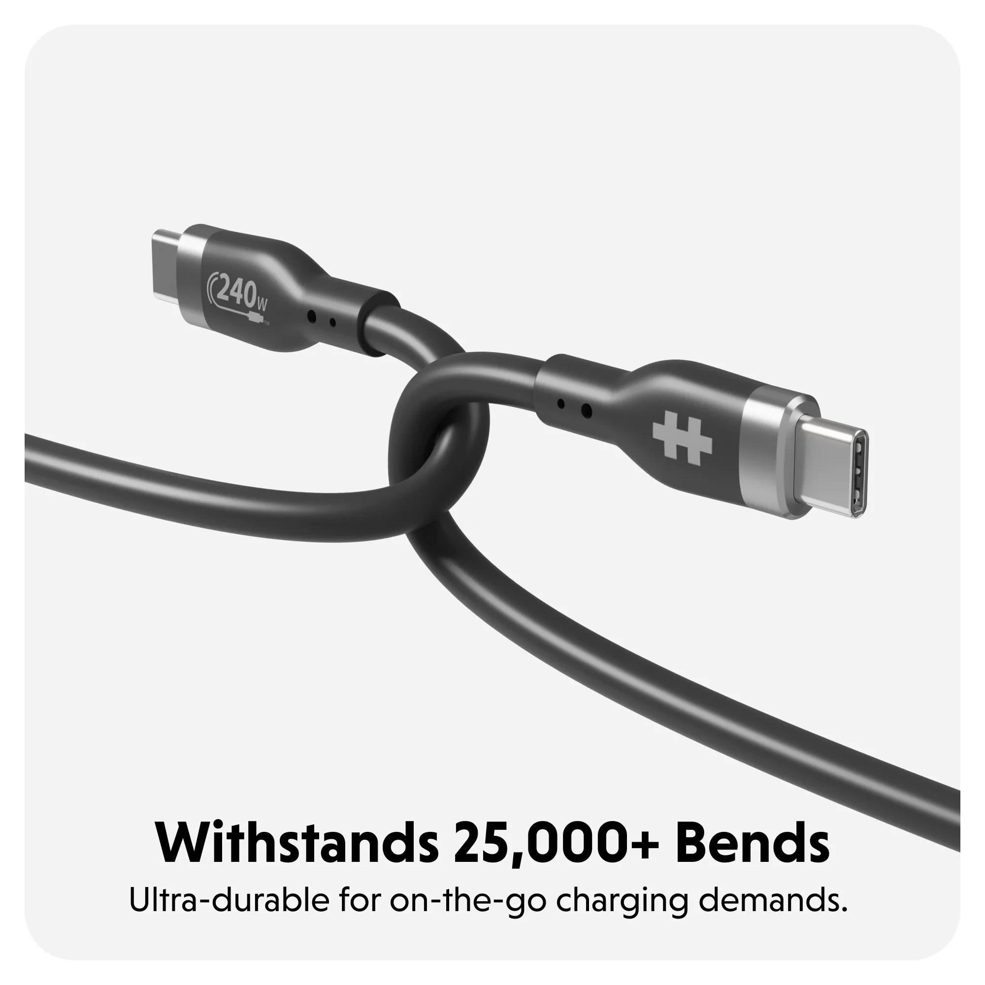 HyperJuice 240W Silicone USB-C to USB-C Cable (6ft/2m) - Black - Image 6