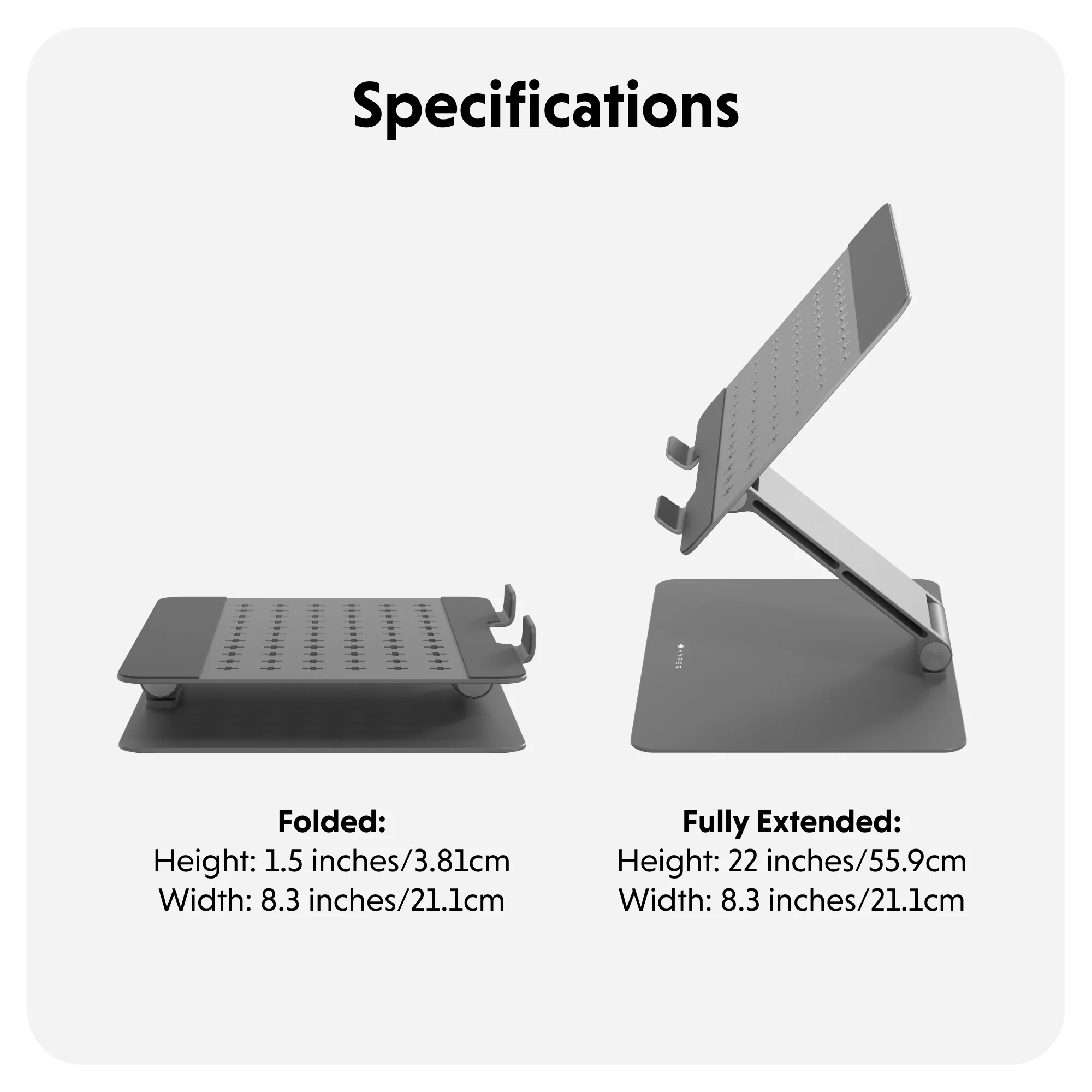 HyperSpace™ Ergonomic Adjustable Laptop Stand - Space Grey - Image 2